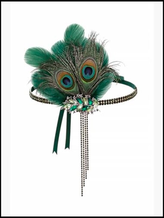 Feather Headpiece 1920s Flapper Headband Great Gatsby Crystal Hair Accessory main image 7